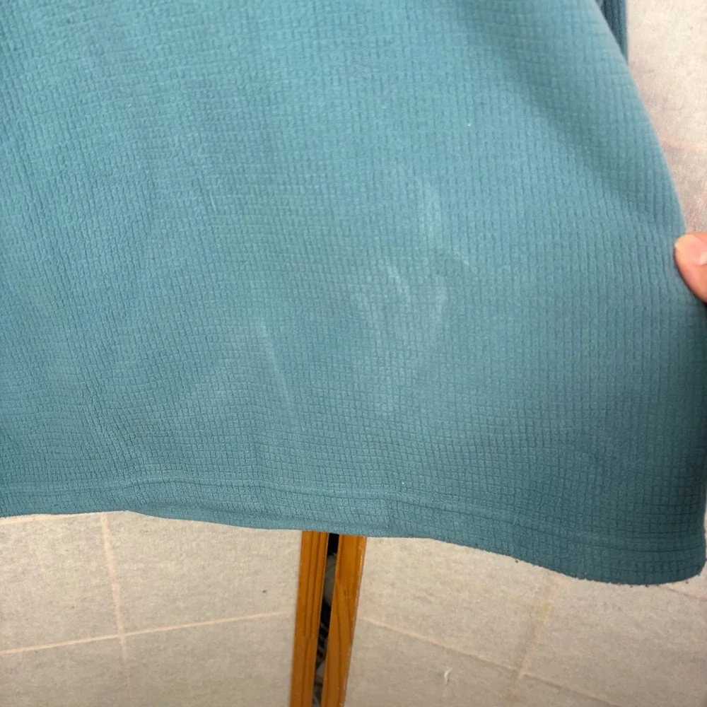 The North Face Pullover‎ Medium Teal Blue Waffle Knit Grid Fleece 1/4 Zip Mens